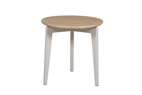 Scandi Taupe Base Round Lamp Table Oak Top