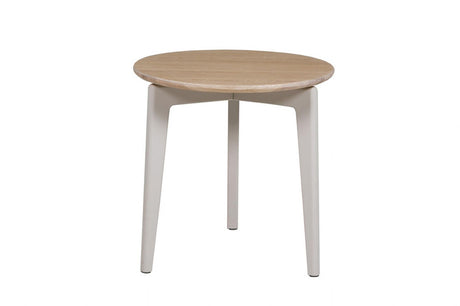 Scandi Taupe Base Round Lamp Table Oak Top