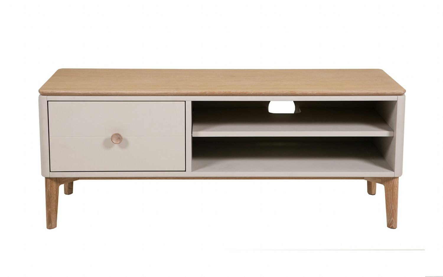 Taupe and Grey Cashmere Oak 1 Drawer TV Unit with Adjustable Shelf