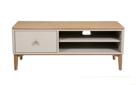 Taupe and Grey Cashmere Oak 1 Drawer TV Unit with Adjustable Shelf