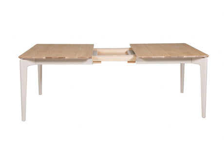 Modern Taupe 125 to 165cm Extending Dining Table Oak Top