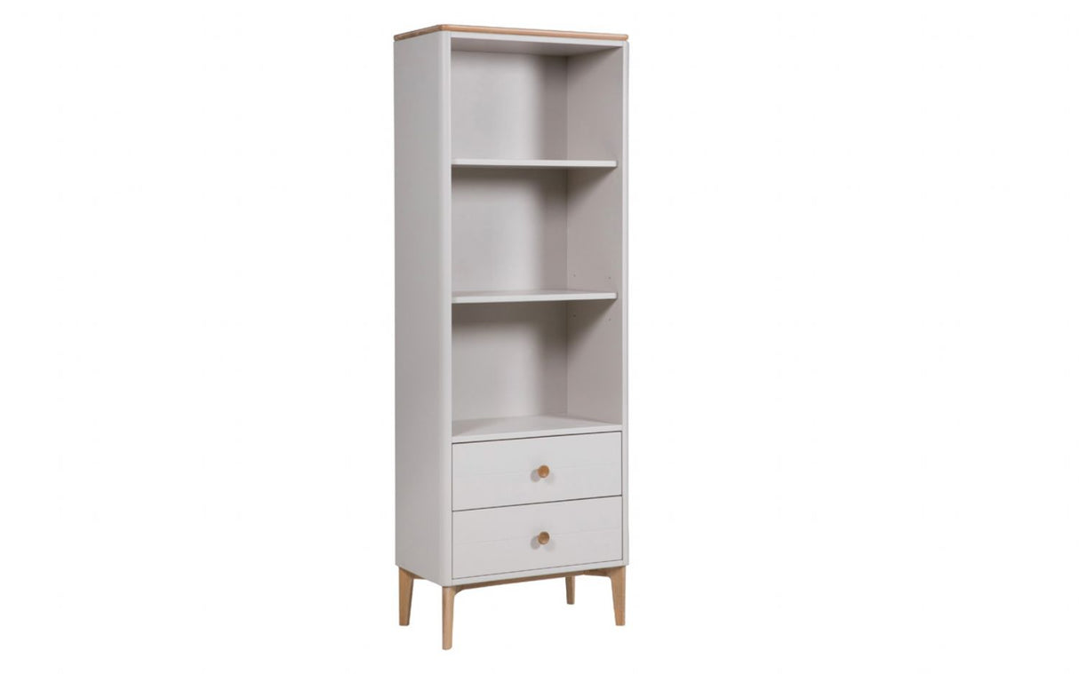 Taupe and Oak Wood Bookcase Shelving Unit