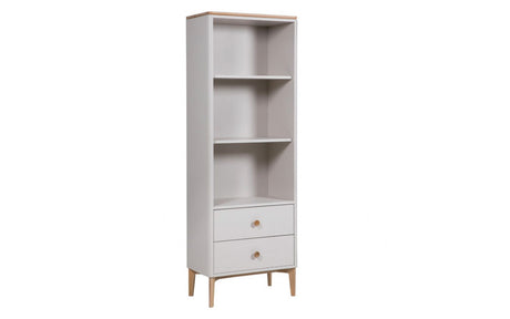 Taupe and Oak Wood Bookcase Shelving Unit