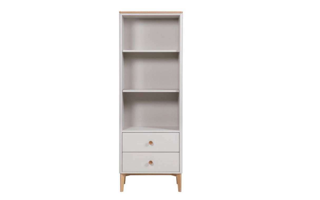 Taupe and Oak Wood Bookcase Shelving Unit