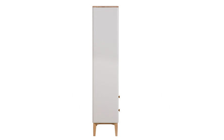 Taupe and Oak Wood Bookcase Shelving Unit
