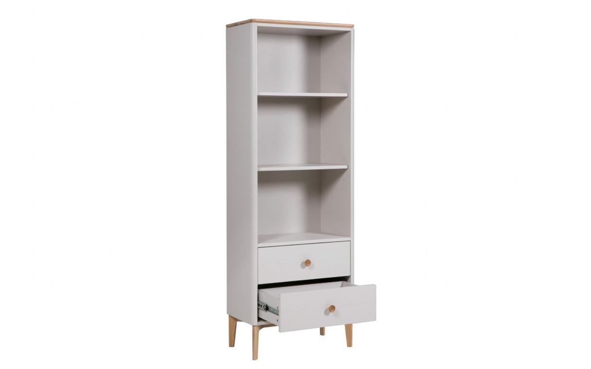 Taupe and Oak Wood Bookcase Shelving Unit