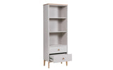 Taupe and Oak Wood Bookcase Shelving Unit