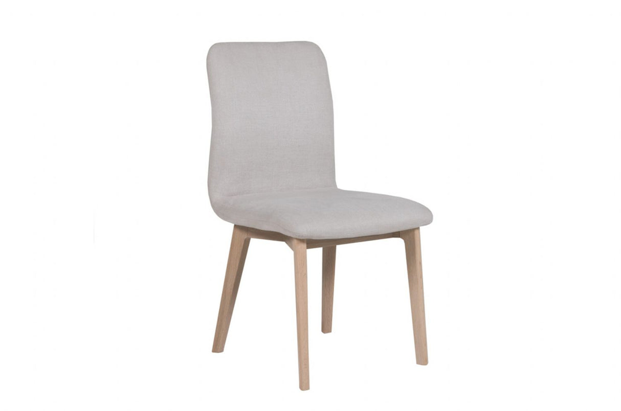 Natural Fabric Curved Back Dining Chair Oak Legs