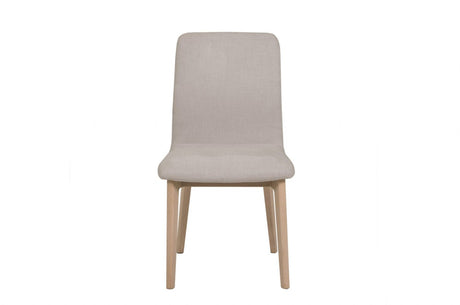 Natural Fabric Curved Back Dining Chair Oak Legs