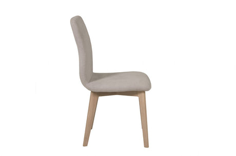 Natural Fabric Curved Back Dining Chair Oak Legs