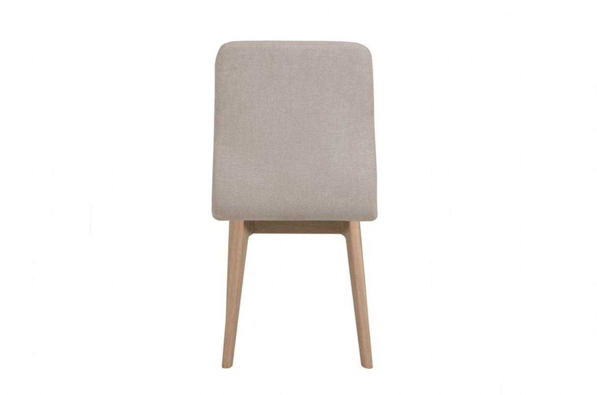 Natural Fabric Curved Back Dining Chair Oak Legs