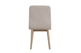 Natural Fabric Curved Back Dining Chair Oak Legs