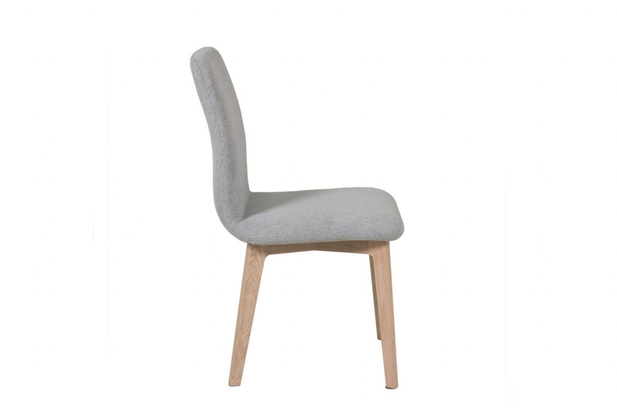 Grey Fabric Dining Chair Light Oak Legs