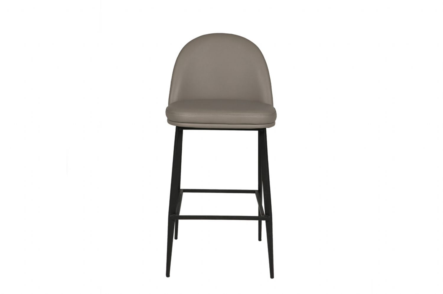 Grey Leather Bar Stool Black Metal Frame and Legs