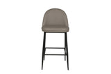 Grey Leather Bar Stool Black Metal Frame and Legs
