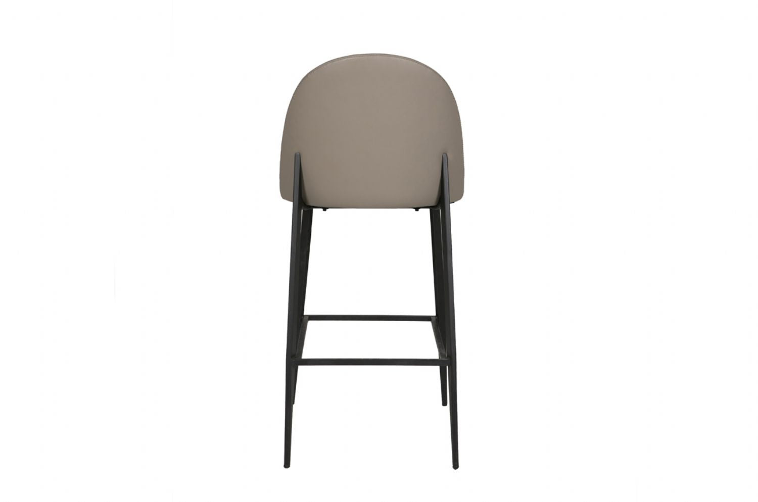 Grey Leather Bar Stool Black Metal Frame and Legs