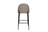 Grey Leather Bar Stool Black Metal Frame and Legs