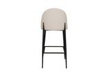 Taupe Cream Leather Kitchen Bar Stool Black Metal Framed