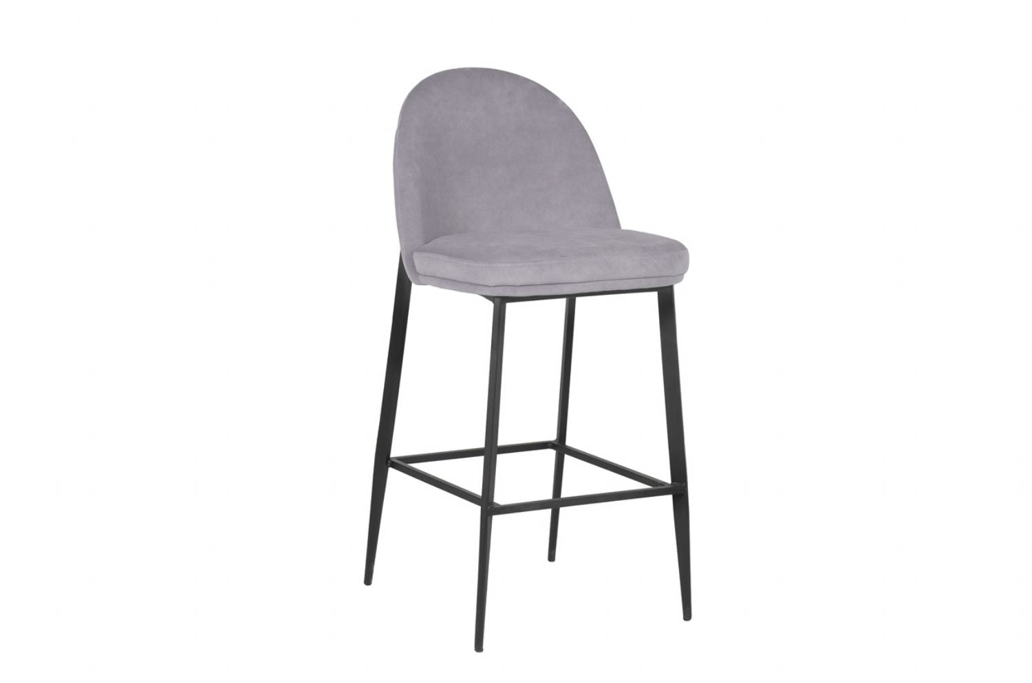 Grey Fabric Bar Stool Black Legs