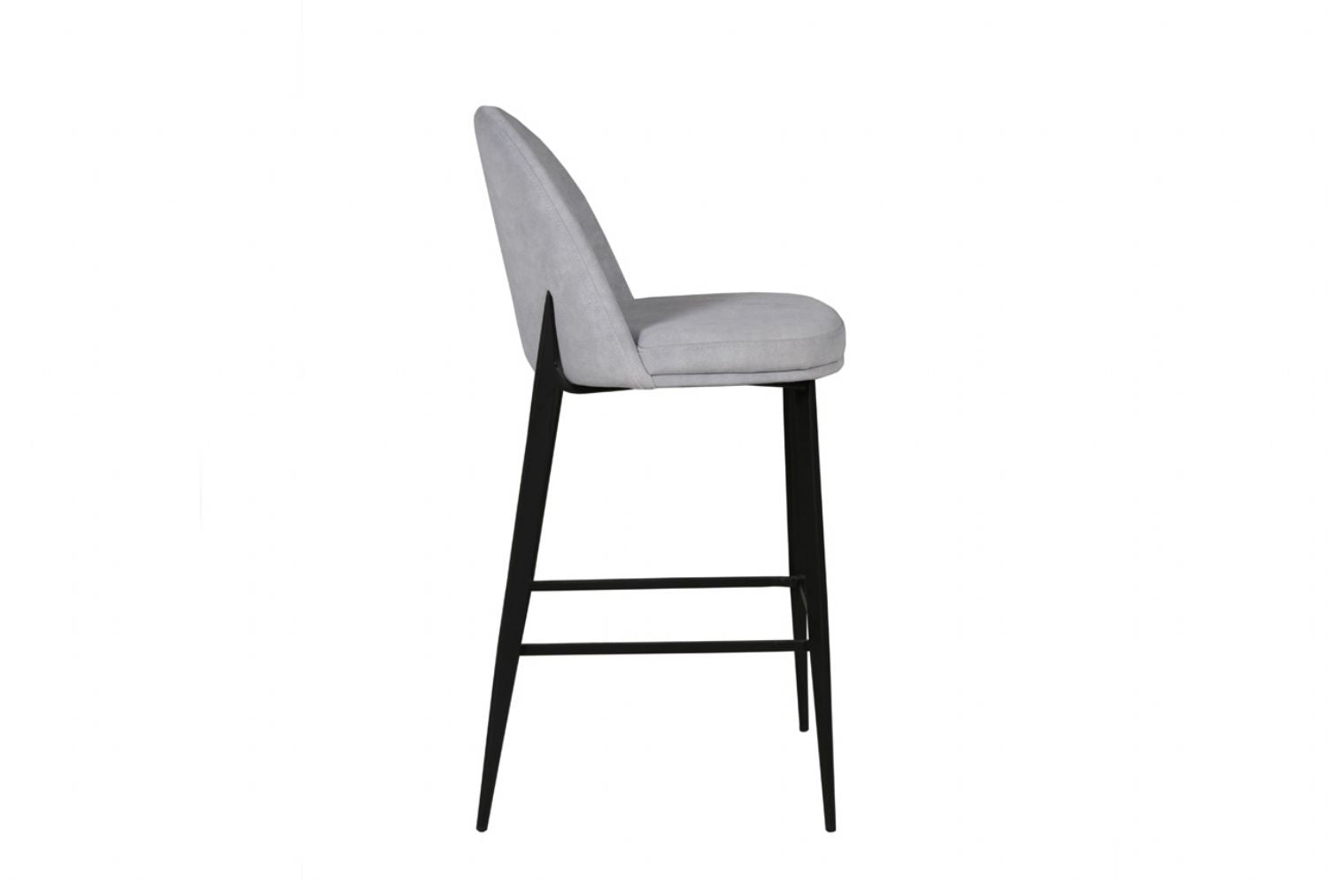 Grey Fabric Bar Stool Black Legs