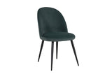 Green Velvet Fabric Curved Dining Chair Black Metal Legs