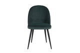 Green Velvet Fabric Curved Dining Chair Black Metal Legs
