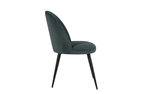 Green Velvet Fabric Curved Dining Chair Black Metal Legs