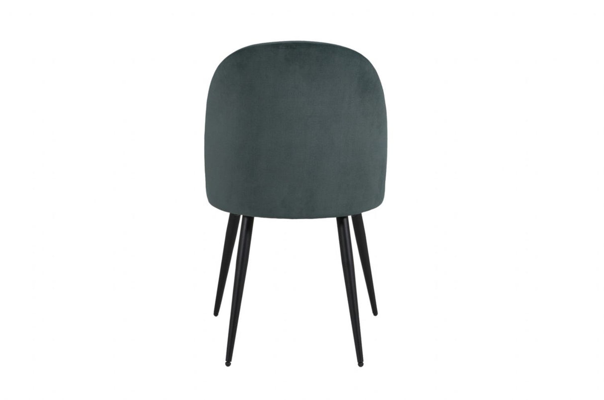 Green Velvet Fabric Curved Dining Chair Black Metal Legs