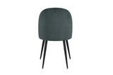 Green Velvet Fabric Curved Dining Chair Black Metal Legs