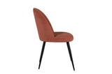 Coral Velvet Fabric Dining Chair Black Metal Legs