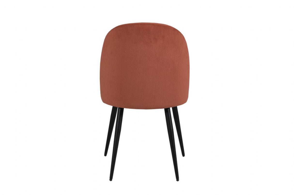 Coral Velvet Fabric Dining Chair Black Metal Legs