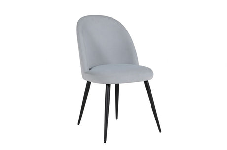 Silver Velvet Fabric Dining Chair Black Metal Legs