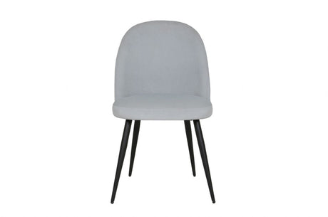 Silver Velvet Fabric Dining Chair Black Metal Legs
