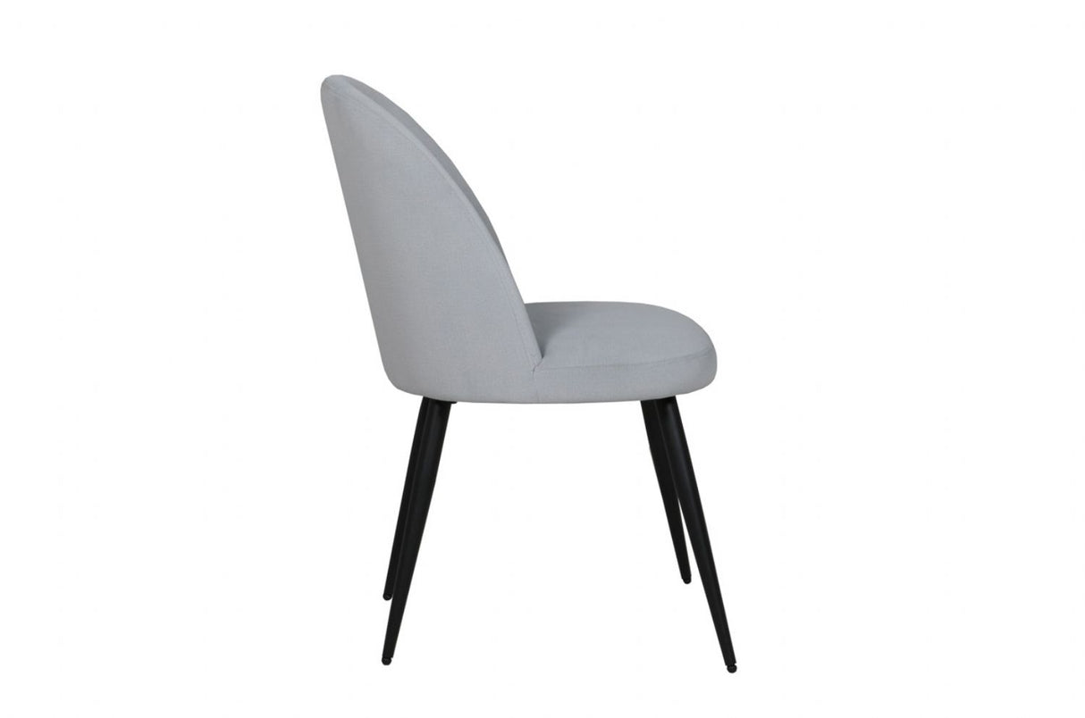 Silver Velvet Fabric Dining Chair Black Metal Legs