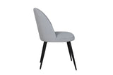 Silver Velvet Fabric Dining Chair Black Metal Legs