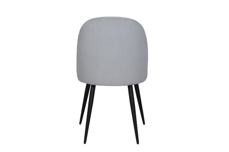 Silver Velvet Fabric Dining Chair Black Metal Legs