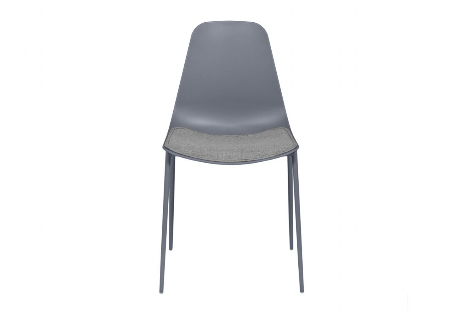 Grey Moulded Seat Dining Chair Fabric Padded Seat Metal Legs