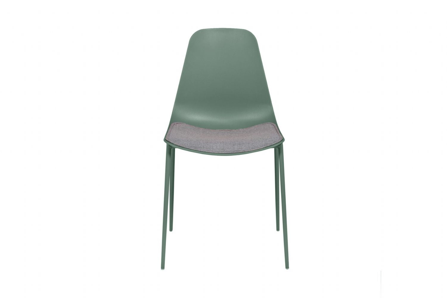 Green Moulded Seat Dining Chair Fabric Padded Seat