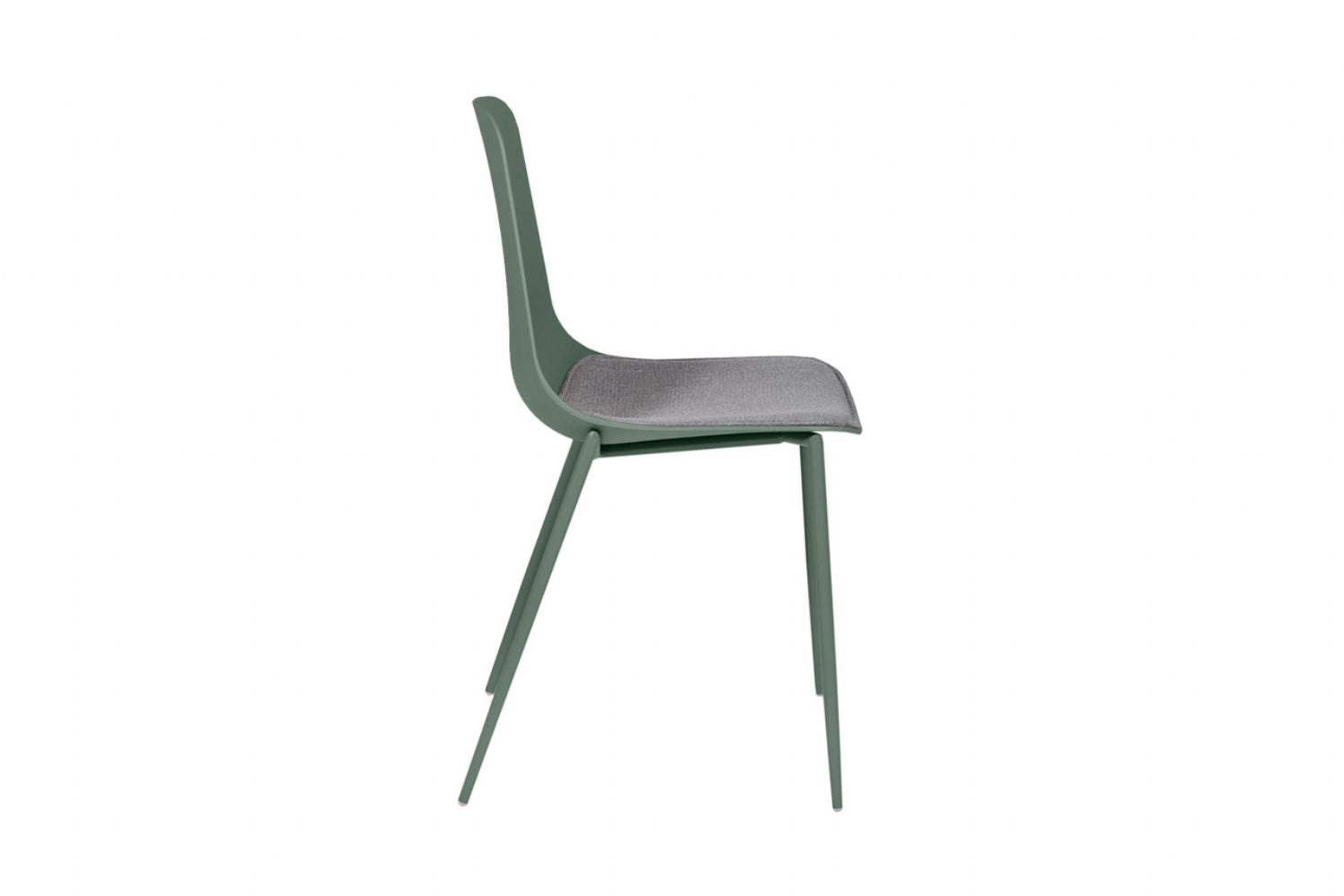 Green Moulded Seat Dining Chair Fabric Padded Seat