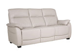 Cashmere Ivory Leather Upholstered 3 Seater Fixed Sofa