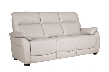 Cashmere Ivory Leather Upholstered 3 Seater Fixed Sofa