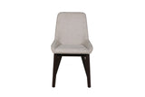Cream Natural Fabric Dining Chair Black Wooden Legs