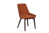 Rust Orange Fabric Dining Chair with Dark Wood Legs
