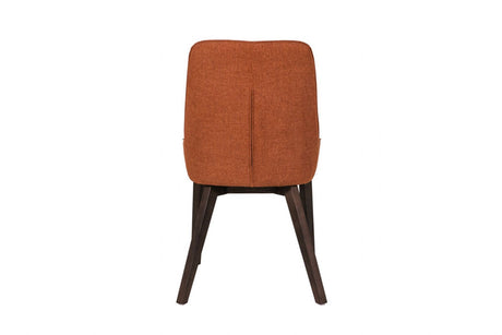 Rust Orange Fabric Dining Chair with Dark Wood Legs