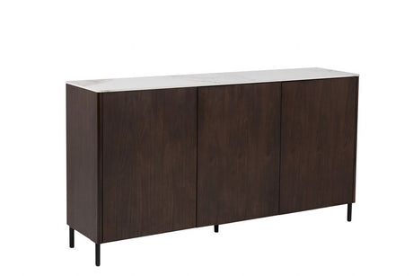 Brown Walnut Large 3 Door Sideboard with Sintered Stone Top