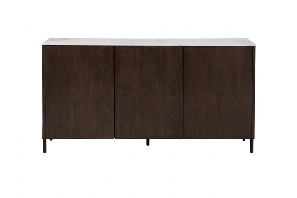 Brown Walnut Large 3 Door Sideboard with Sintered Stone Top