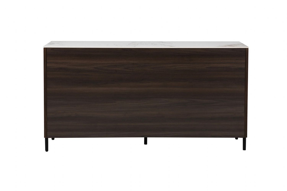 Brown Walnut Large 3 Door Sideboard with Sintered Stone Top