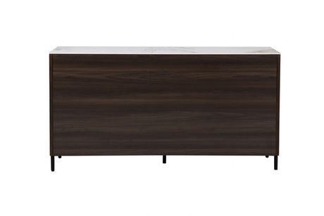 Brown Walnut Large 3 Door Sideboard with Sintered Stone Top