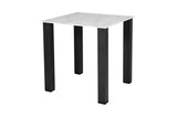 White Glass 75cm Square Dining Table Black Legs