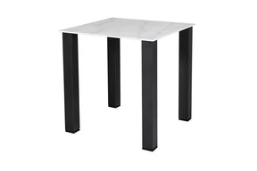 White Glass 75cm Square Dining Table Black Legs